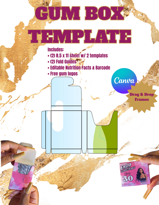 Custom Gum Box Template (Digital Download, Canva & Cricut Friendly)